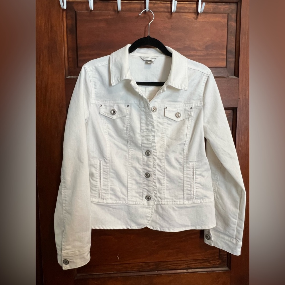 Christopher & Banks white Jean Jacket size medium